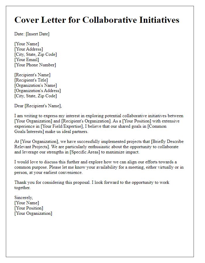 Letter template of collaborative initiatives cover letter