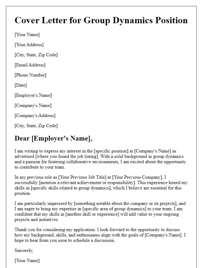 Letter template of group dynamics cover letter