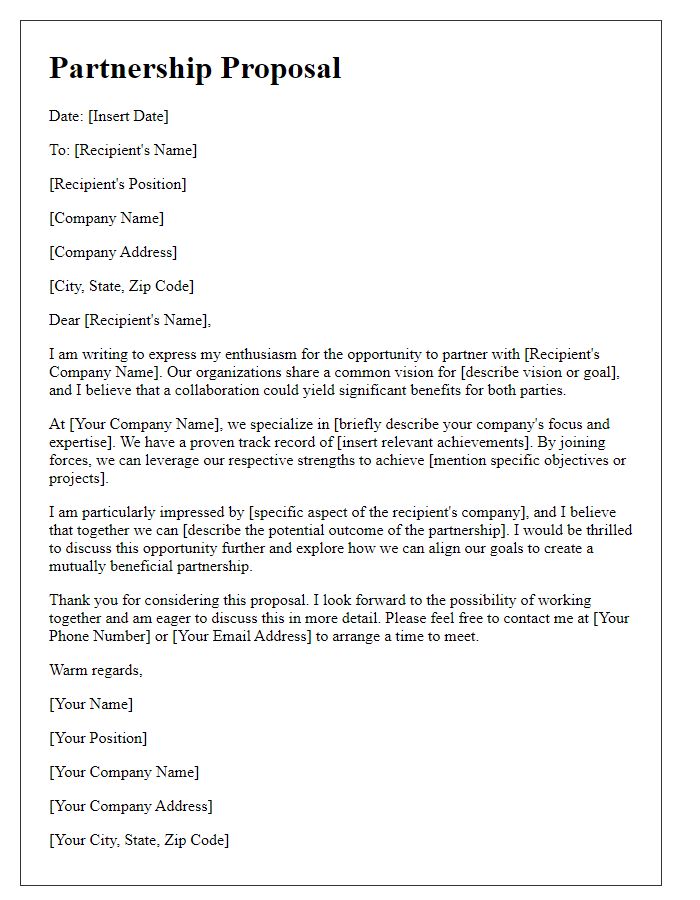 Letter template of partnership emphasis cover letter