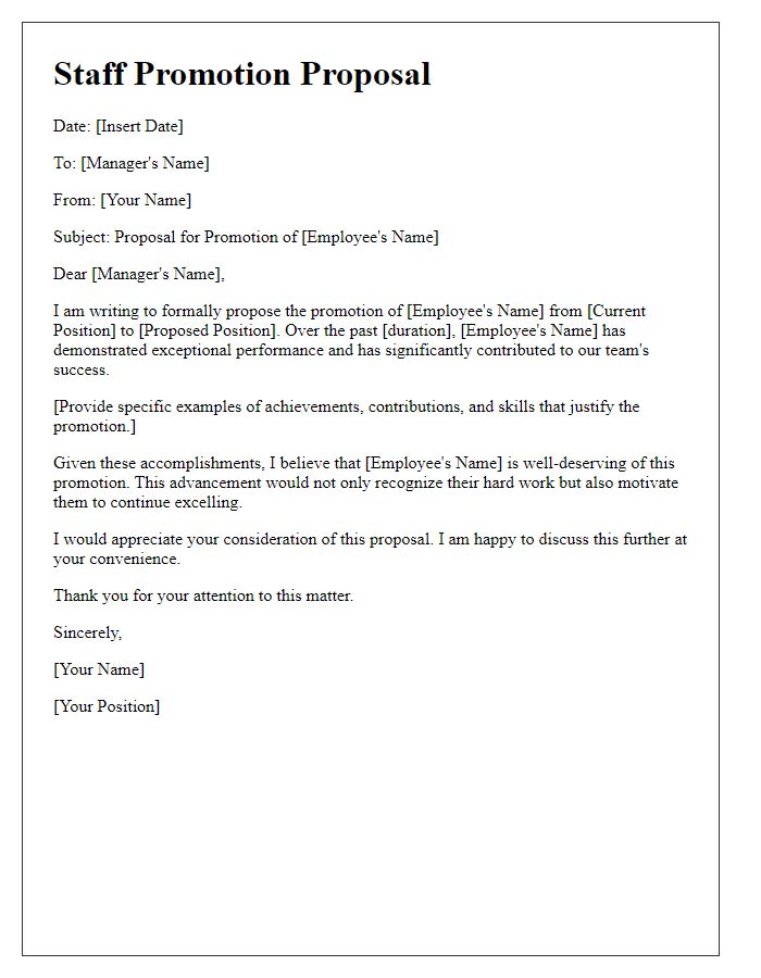 Letter template of staff promotion proposal