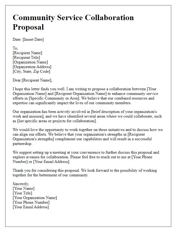 Letter template of community service collaboration proposal