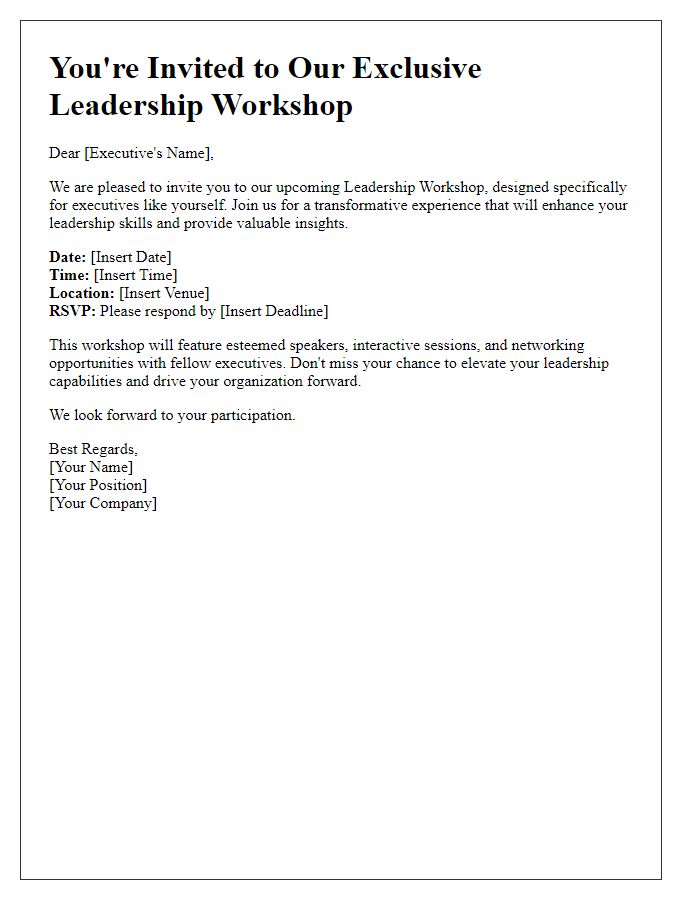 Letter template of leadership workshop invitation for executives