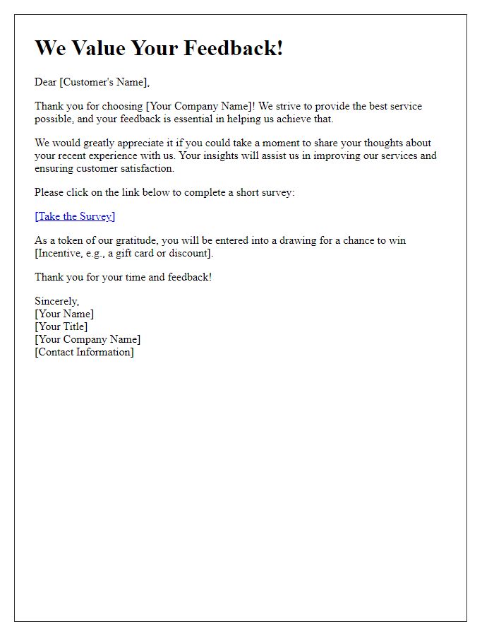 Letter template of customer feedback invitation