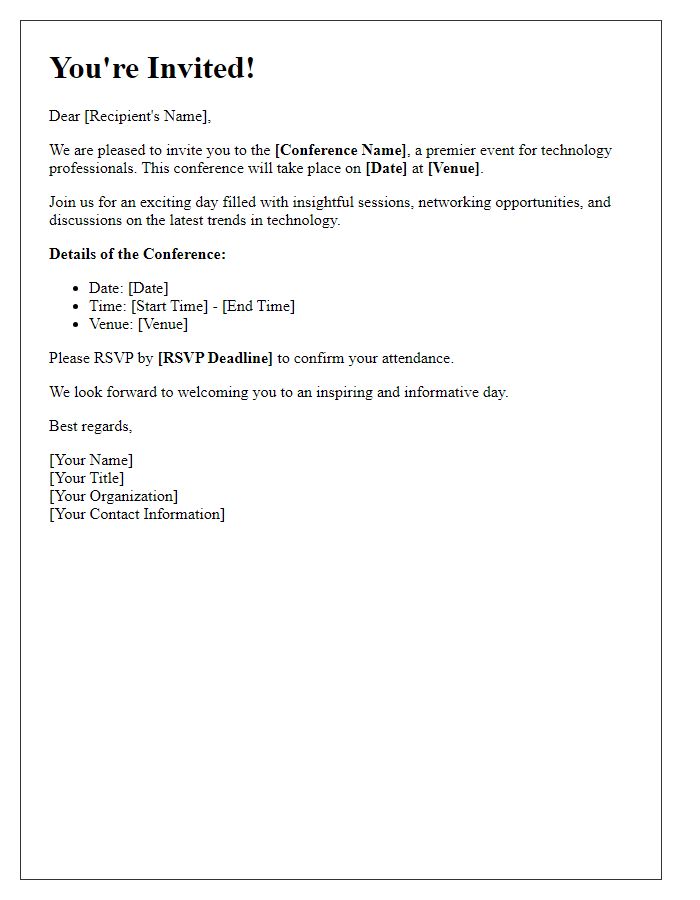 Letter template of invitation to attend a technical conference