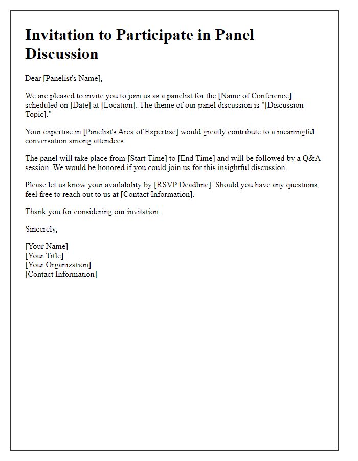 Letter template of invitation for panel discussion at a conference