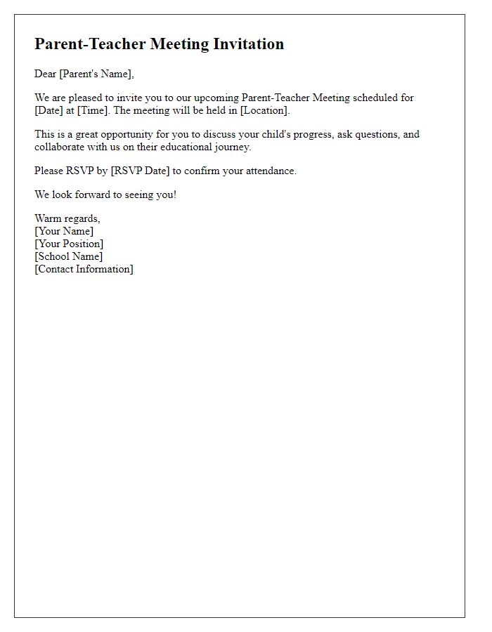 Letter template of parent-teacher meeting invitation