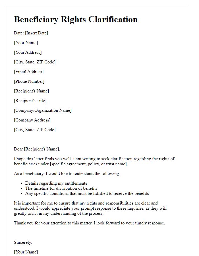 Letter template of beneficiary rights clarification