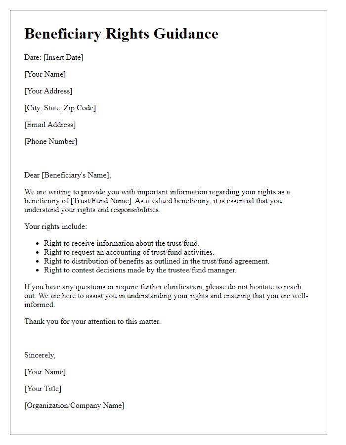 Letter template of beneficiary rights guidance