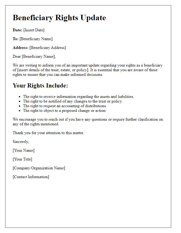 Letter template of beneficiary rights update