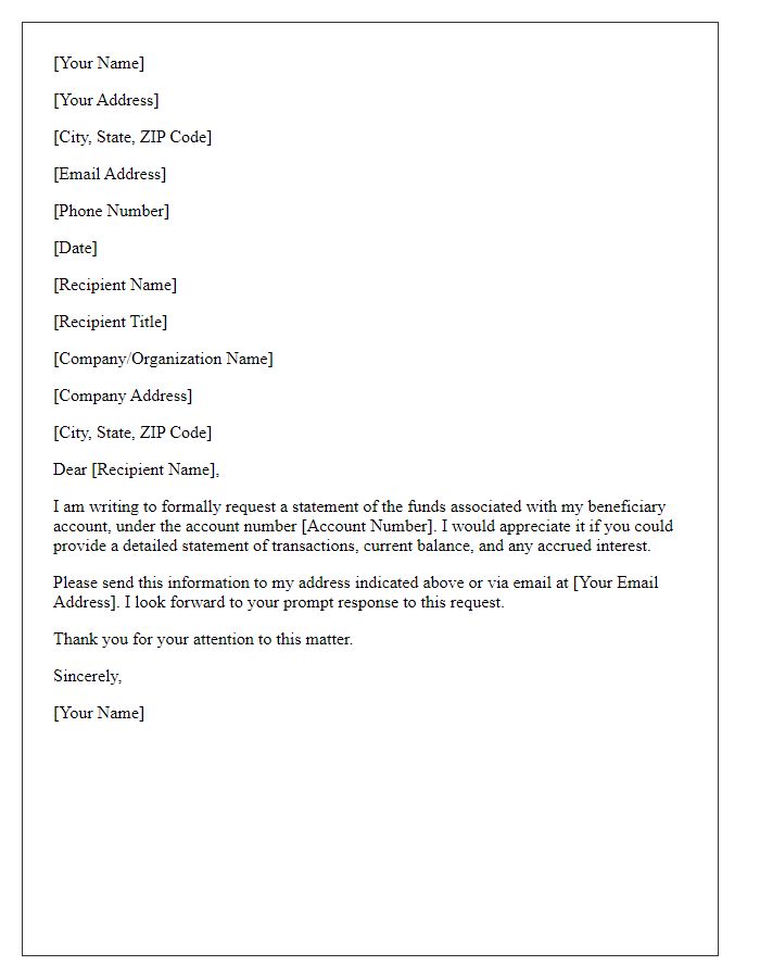 Letter template of beneficiary funds statement demand