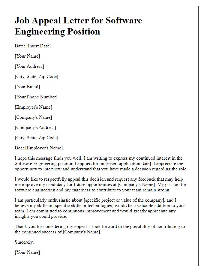 Letter template of appeal for software engineering job