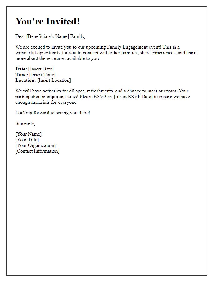 Letter template of beneficiary family engagement invitation