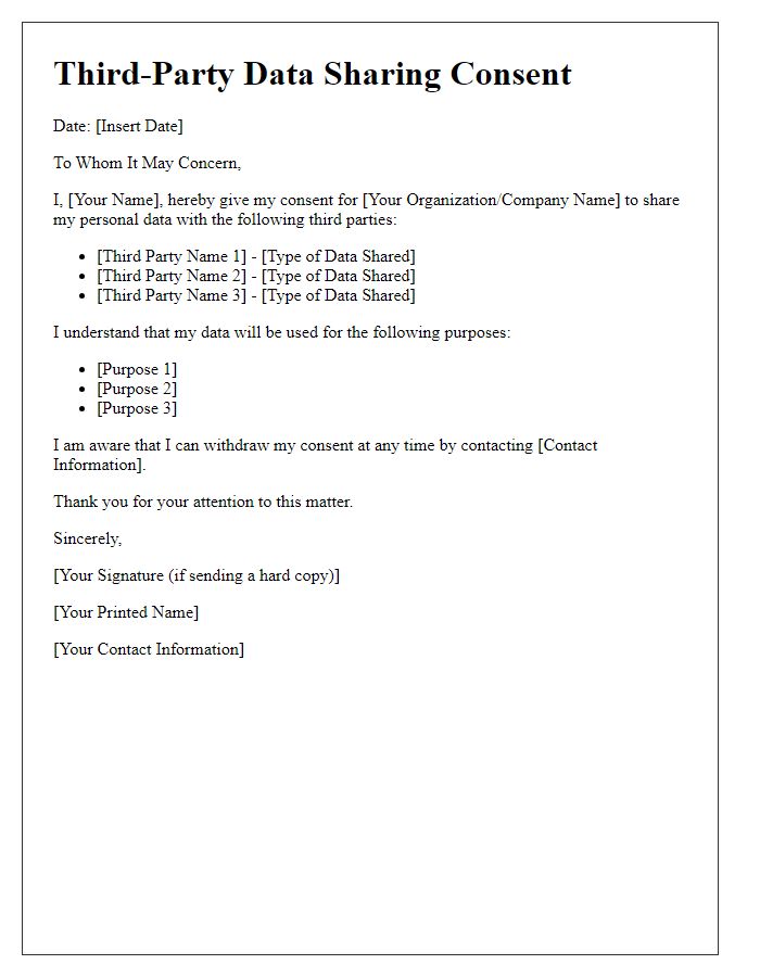 Letter template of third-party data sharing consent