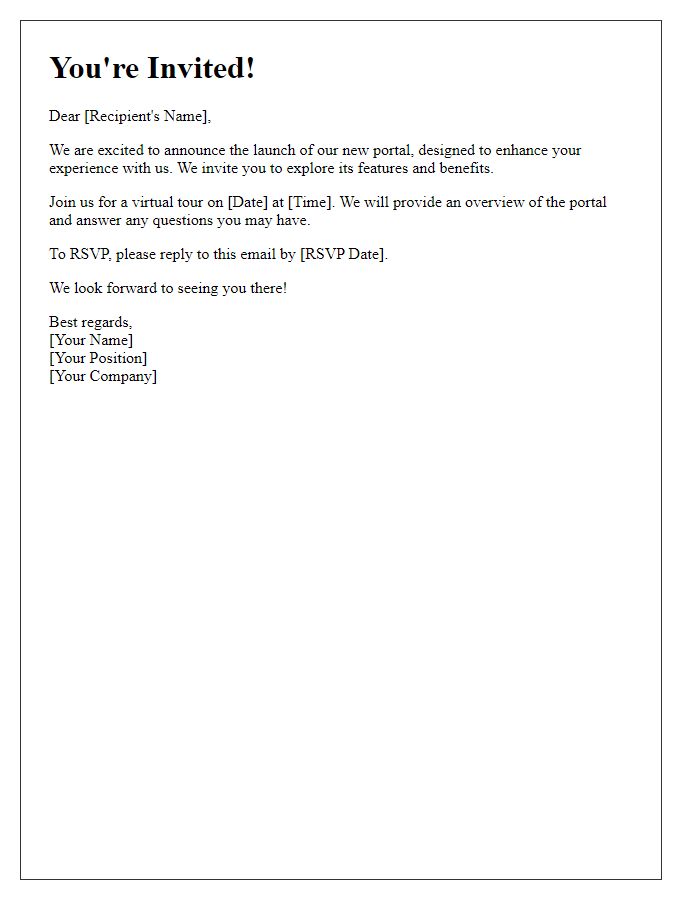 Letter template of invitation to explore our new portal.