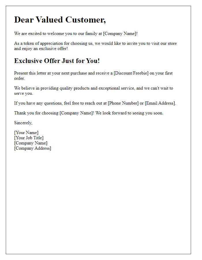Letter template of Inviting Message for New Customers