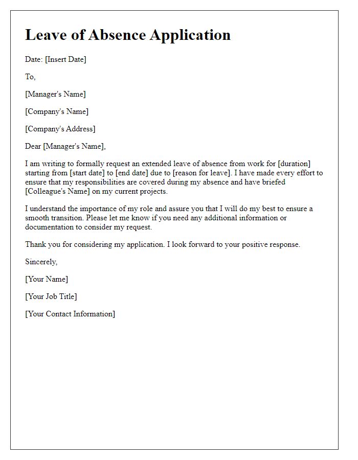 Letter template of extended leave of absence application