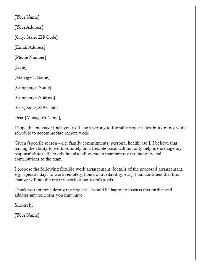 Letter template of remote work request for flexibility.