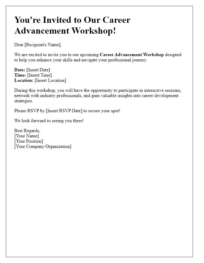 Letter template of career advancement workshop invitation