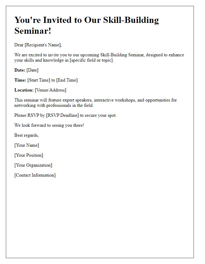 Letter template of skill-building seminar invitation