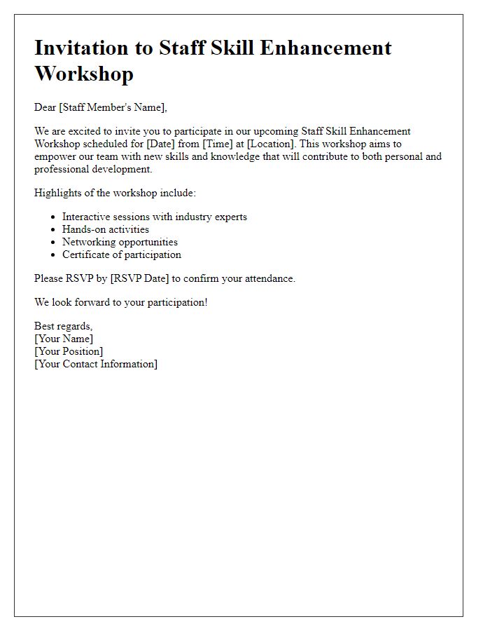 Letter template of staff skill enhancement workshop invitation