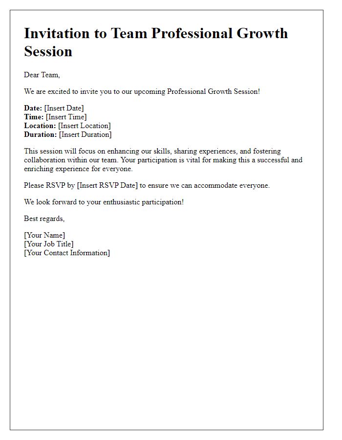 Letter template of team professional growth session invitation