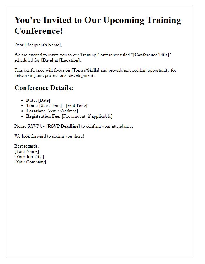 Letter template of training conference invitation