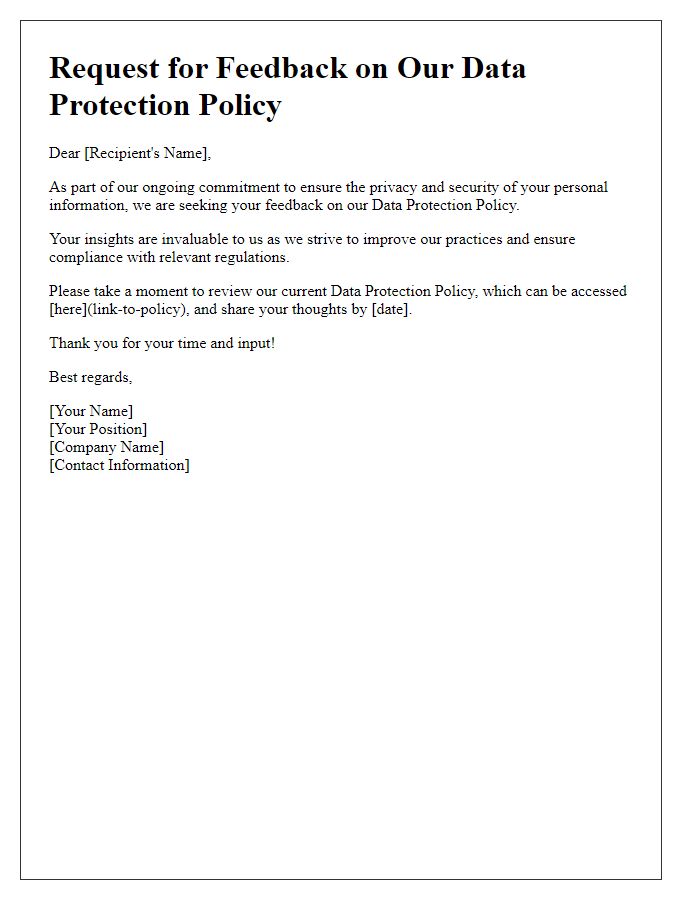 Letter template of data protection policy feedback solicitation