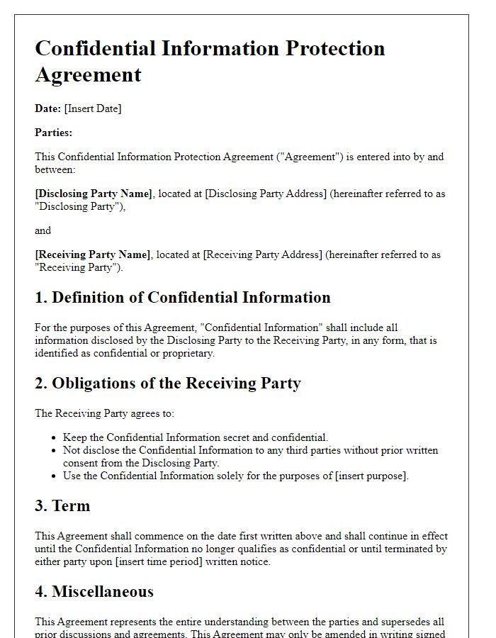 Letter template of Confidential Information Protection Agreement