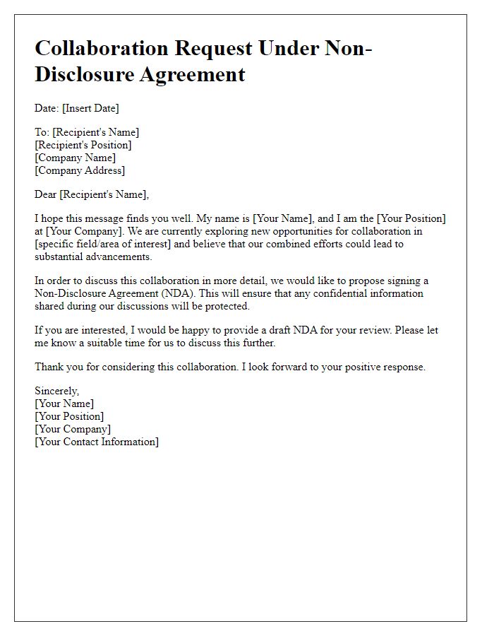 Letter template of NDA Collaboration Request