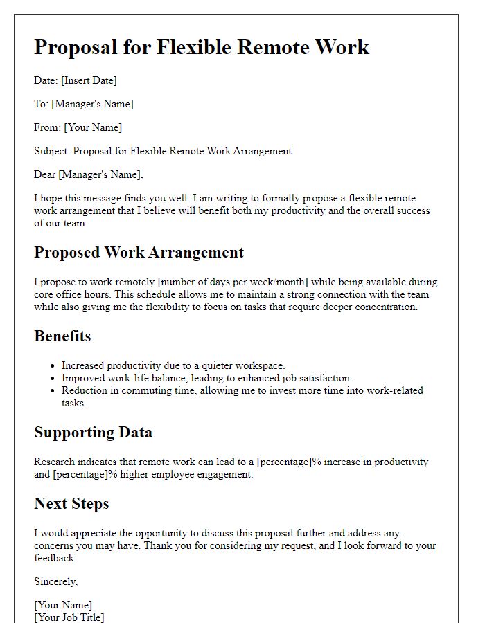 Letter template of proposal for flexible remote work