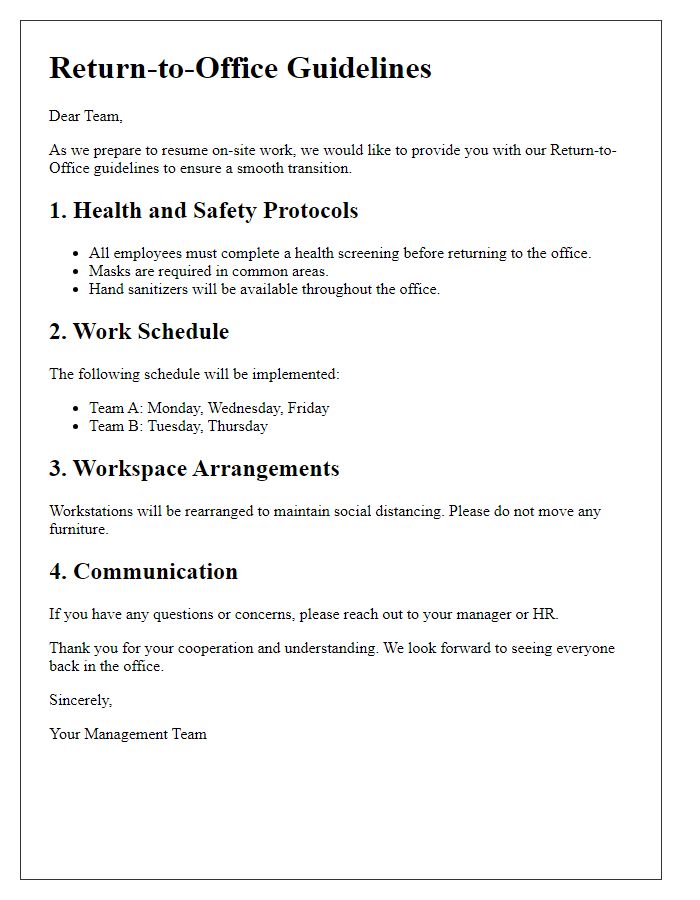 Letter template of Return-to-Office Guidelines