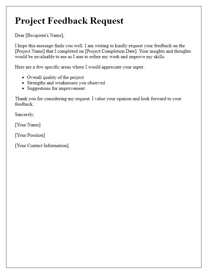 Letter template of project feedback request