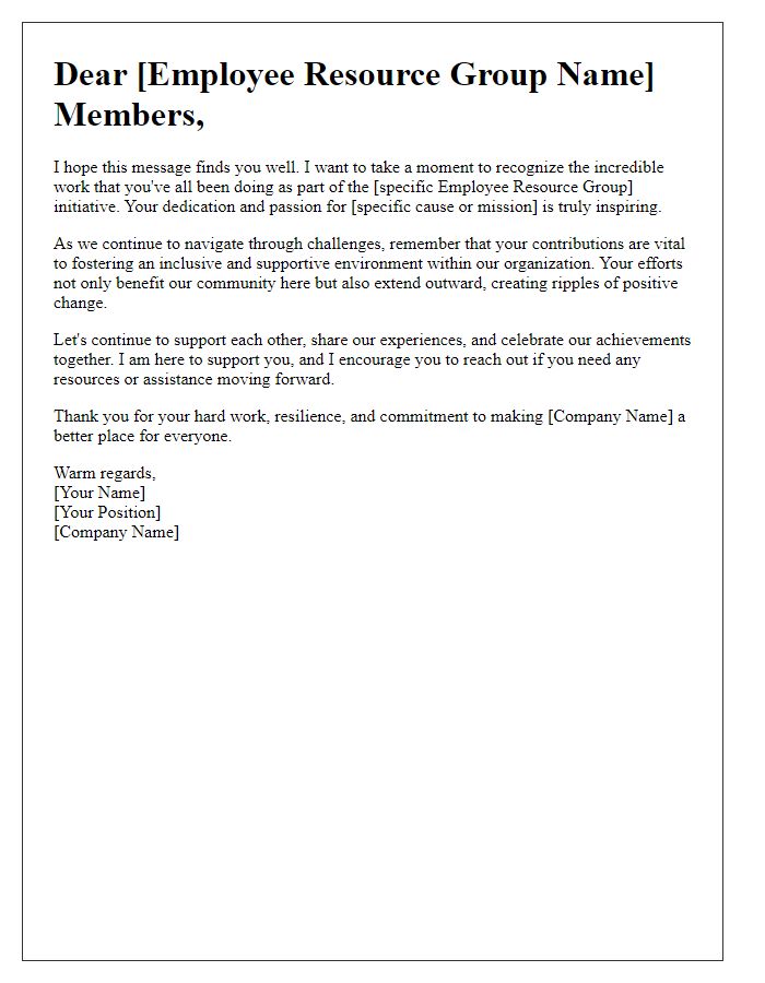 Letter template of encouragement for employee resource groups