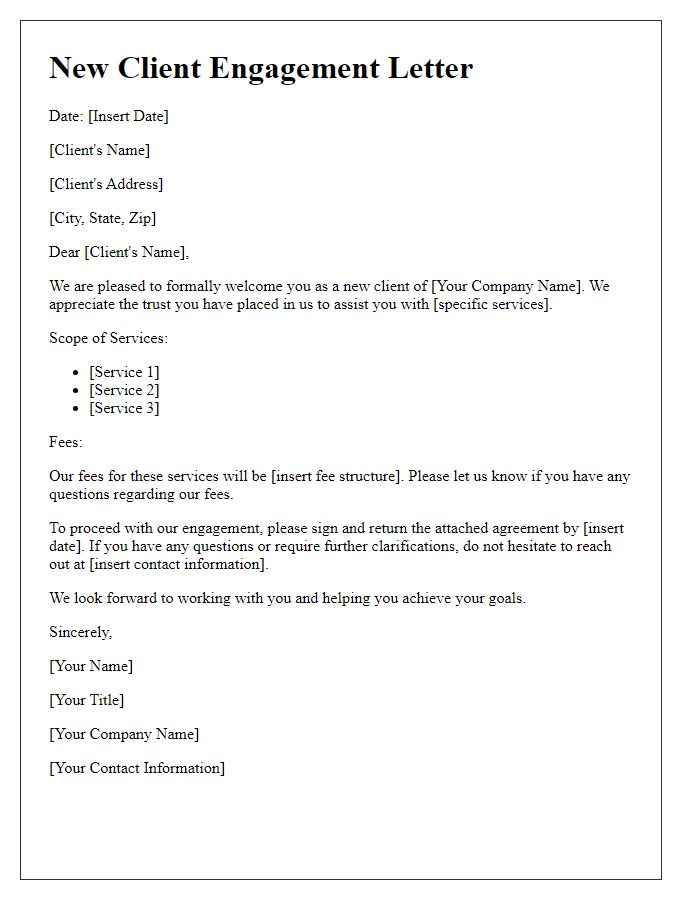 Letter template of New Client Engagement