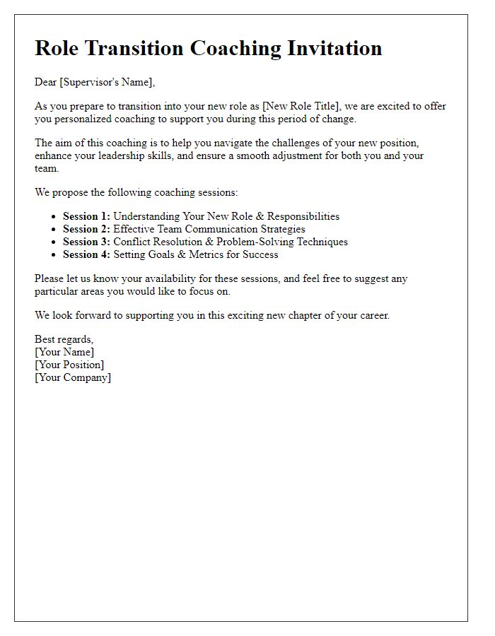 Letter template of role transition coaching for supervisors