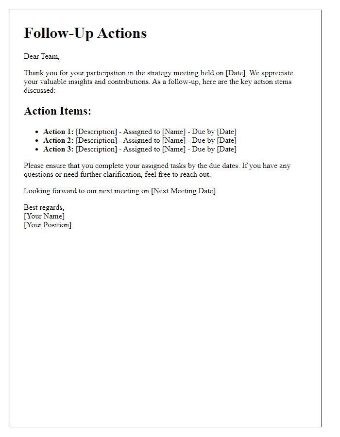 Letter template of follow-up actions post-strategy meeting