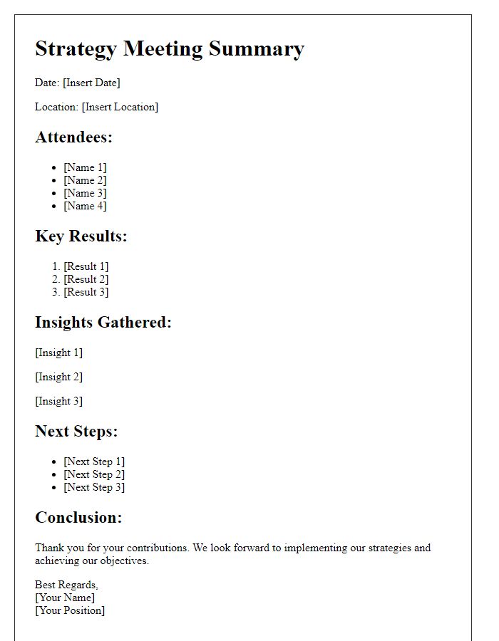 Letter template of strategy meeting results and insights