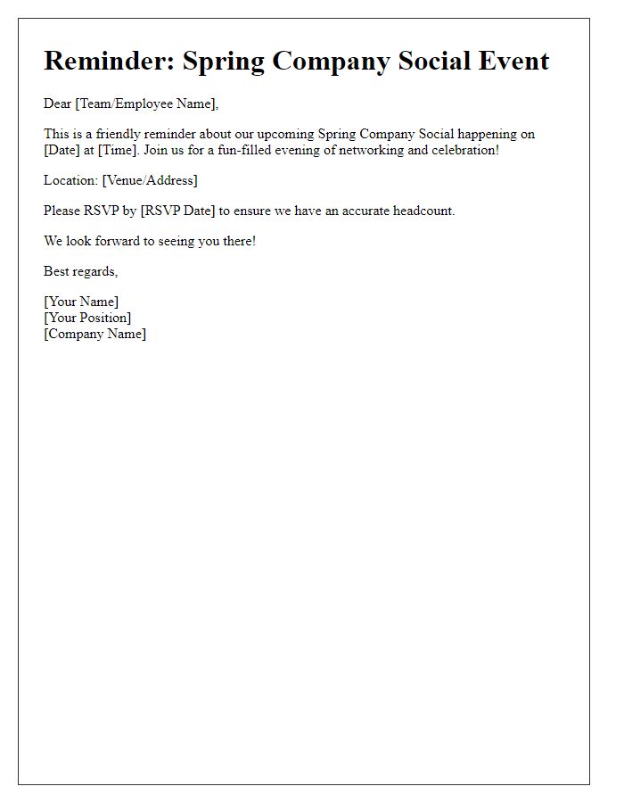 Letter template of reminder for spring company social