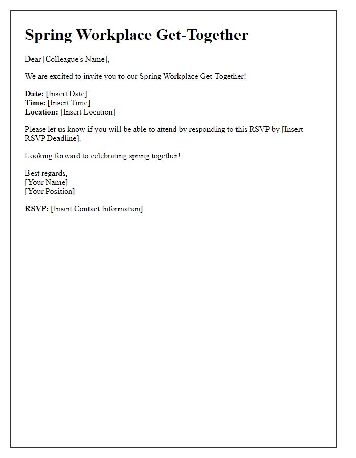 Letter template of RSVP for spring workplace get-together