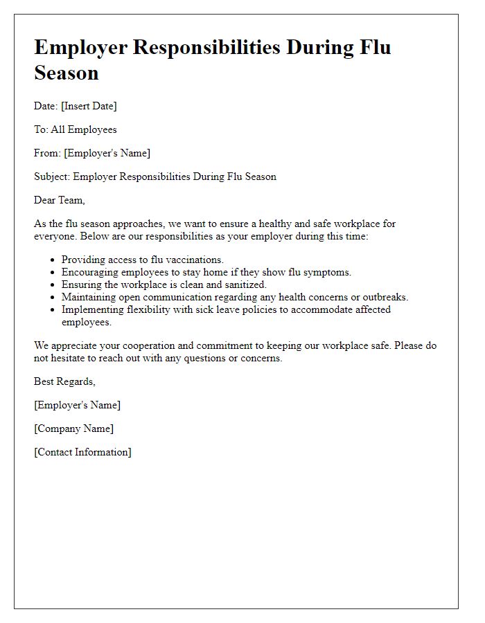 Letter template of employer responsibilities during flu season.