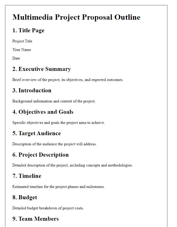 Letter template of outline for multimedia project proposals