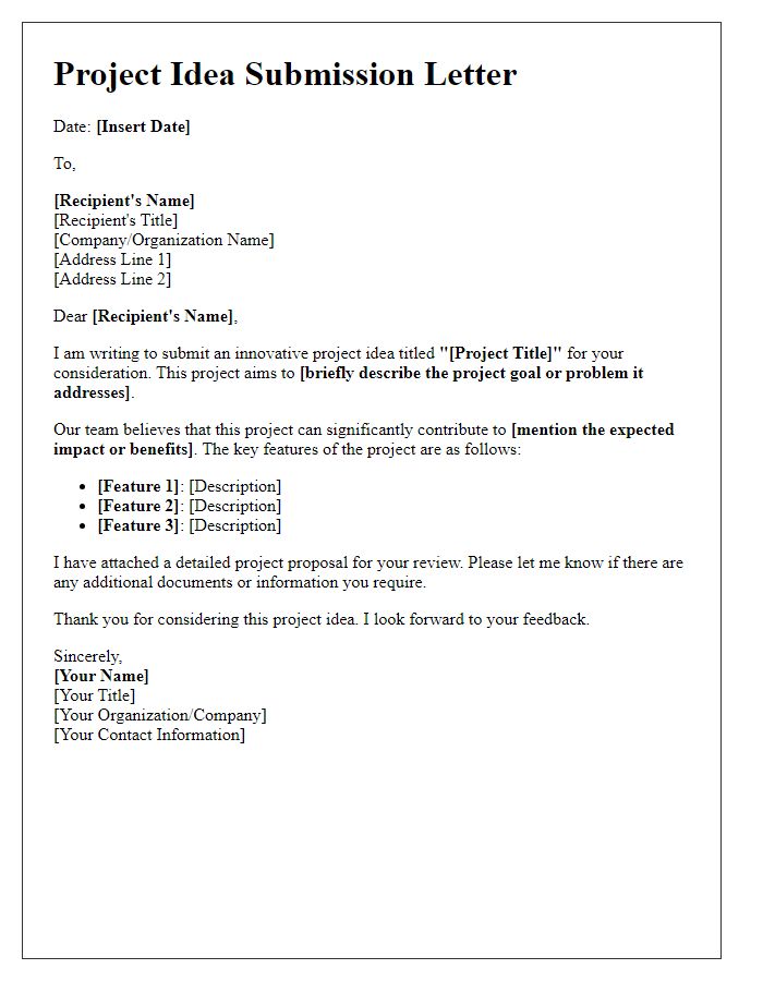 Letter template of submission for innovative project ideas