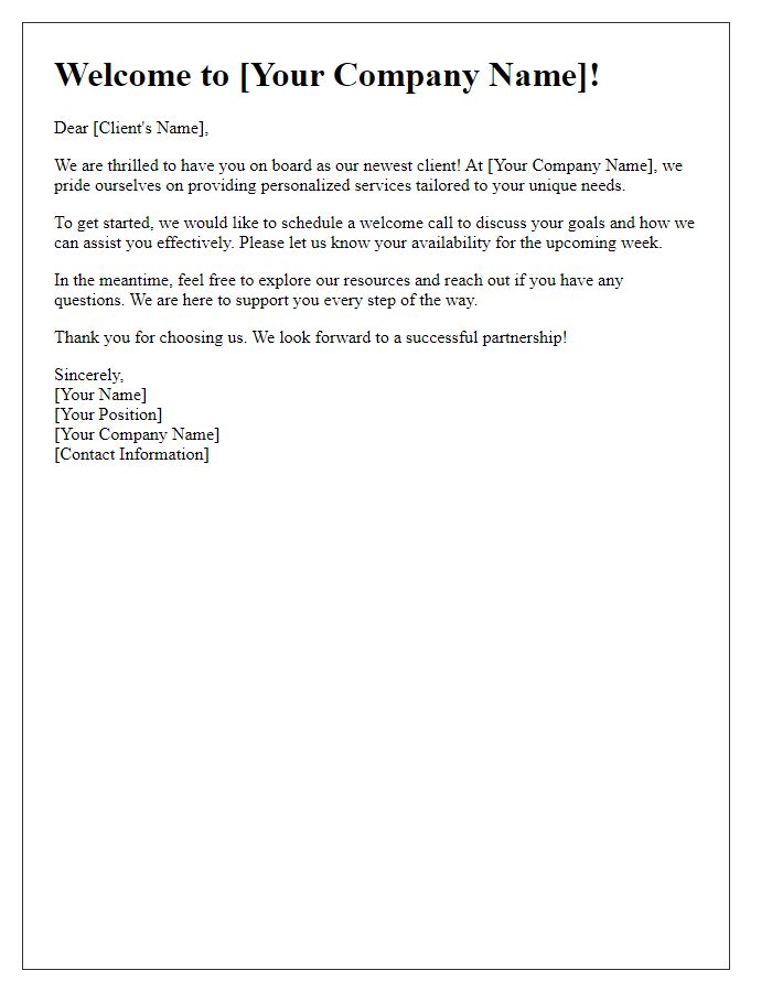 Letter template of personalized approach for client onboarding