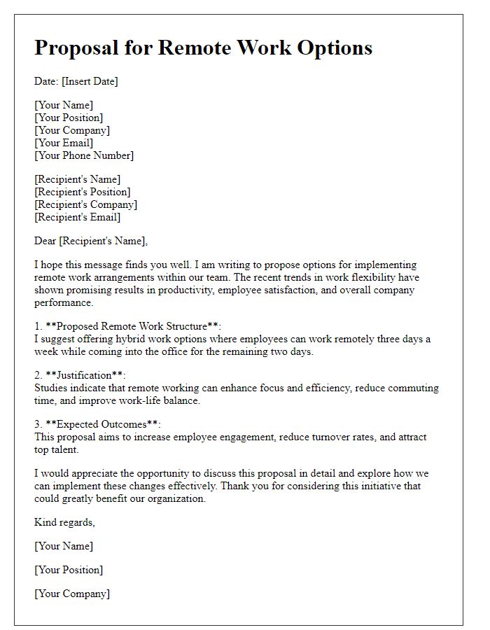 Letter template of proposal for remote work options