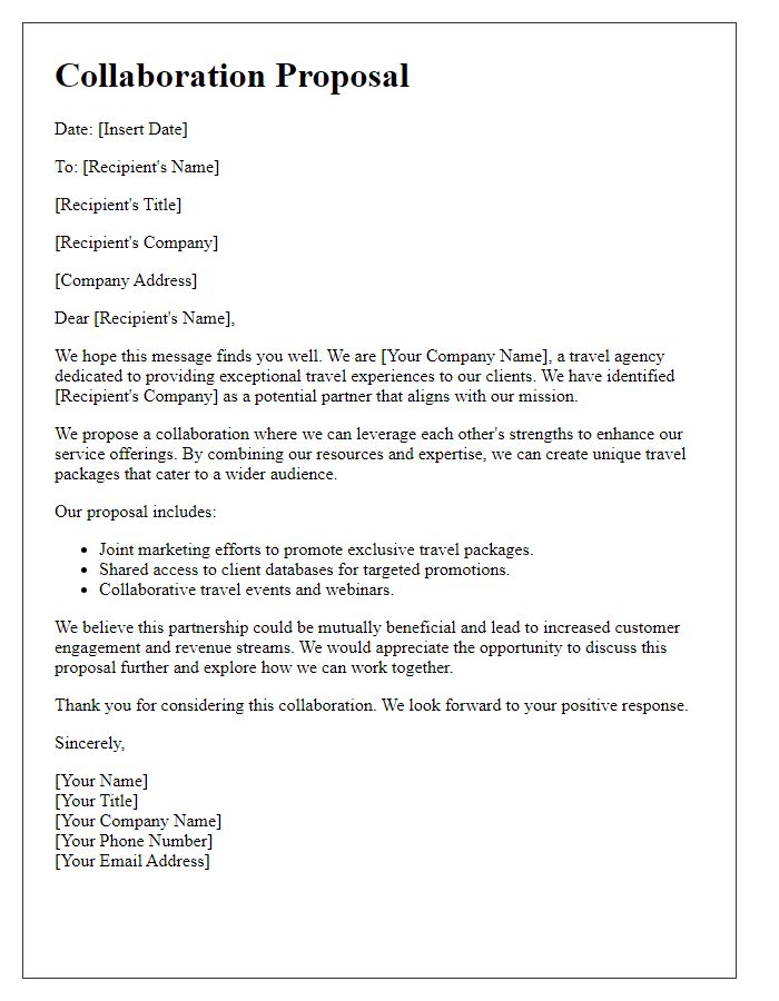 Letter template of Travel Agency Collaboration Proposal