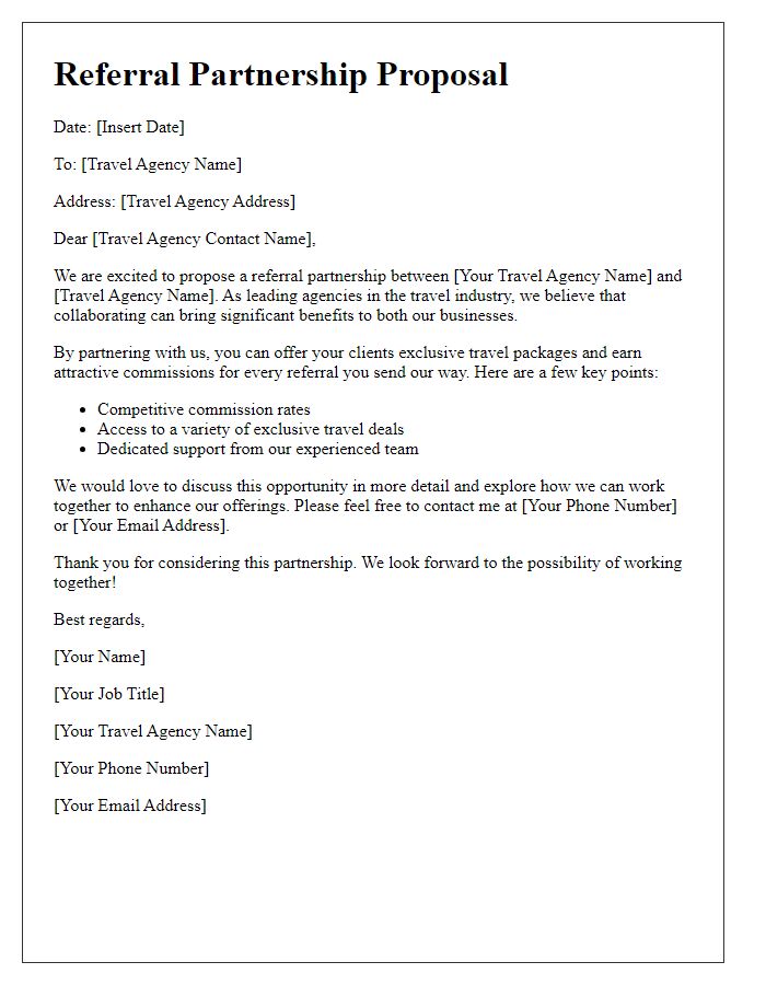 Letter template of Travel Agency Referral Partnership