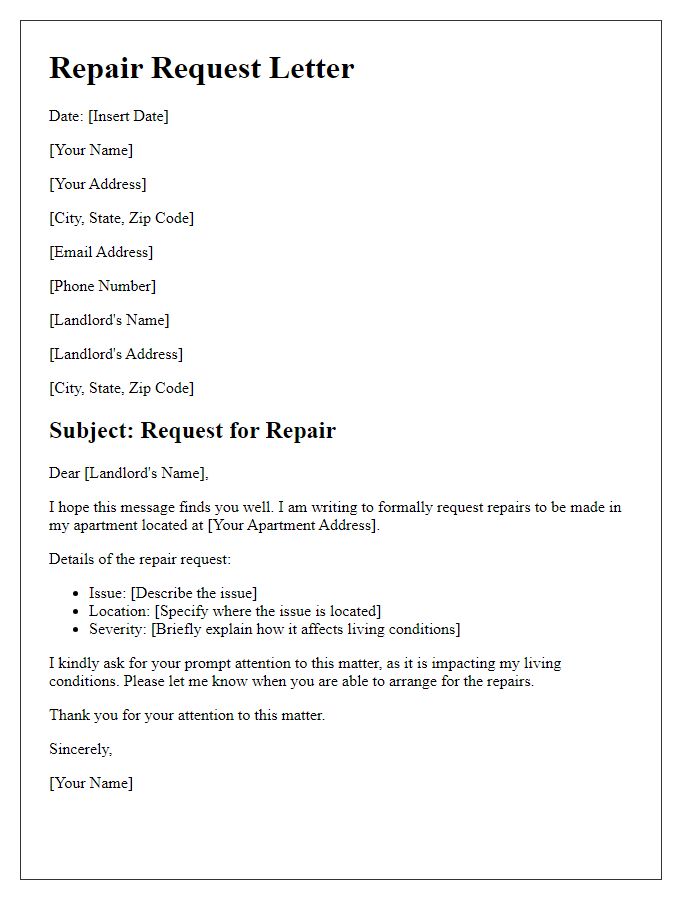 Letter template of tenant repair request green light