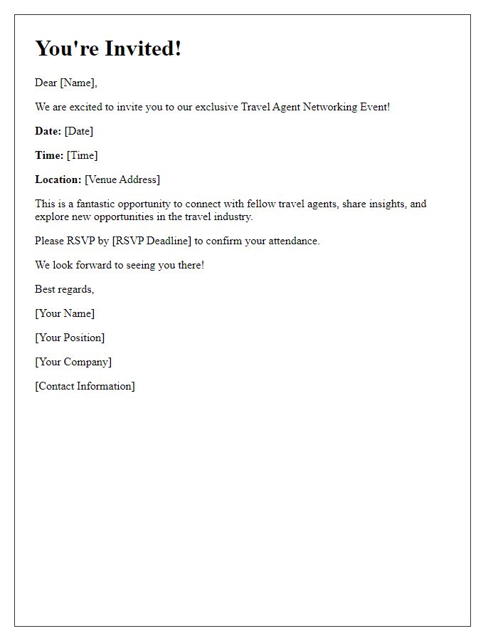 Letter template of travel agent networking event invitation