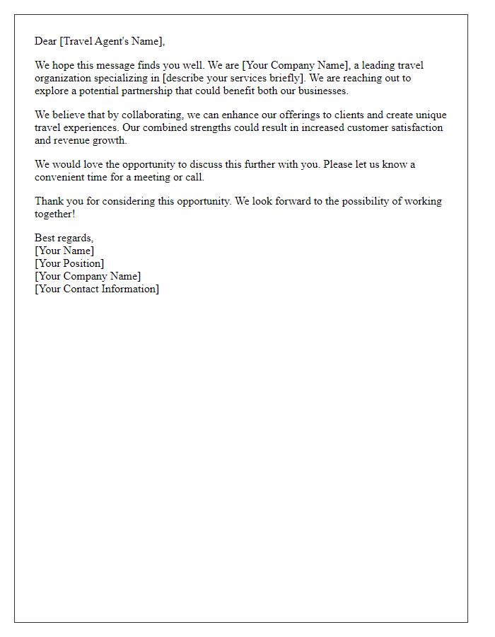 Letter template of travel agent partnership invitation