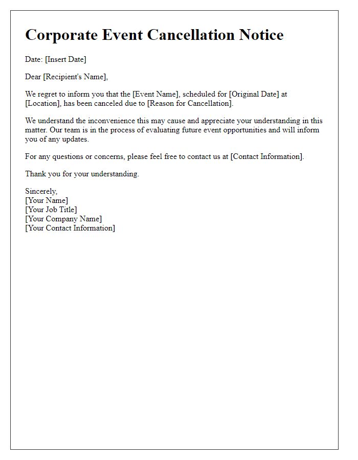 Letter template of corporate event cancellation notice